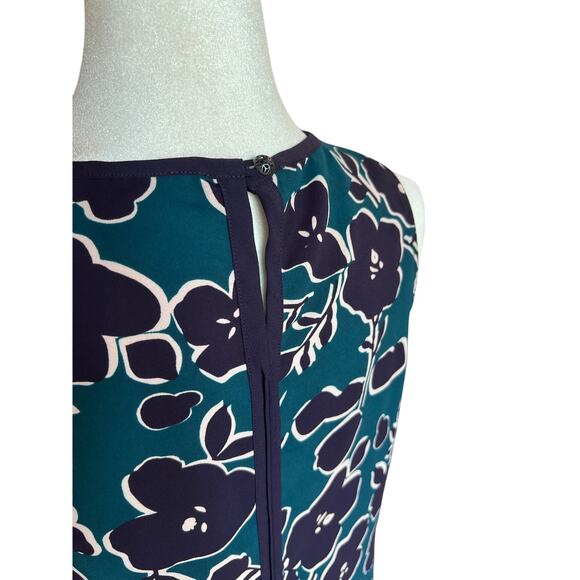 Cabi Floral Teal and Purple Sleeveless Blouse Women's Size S Career Shell - Picture 4 of 11